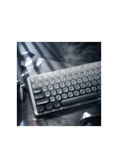 Leaven 128 Tuş Pbt Keycap Seti - Retro Yuvarlak Moa Profil Cherry Mx Uyumlu Klavye Tuşları - Gri