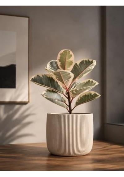 Modern Çizgili Saksı, Beyaz, 12x15 Cm, Masaüstü İç Mekan Dekoratif Çiçek Saksısı Pla 3d Baskı