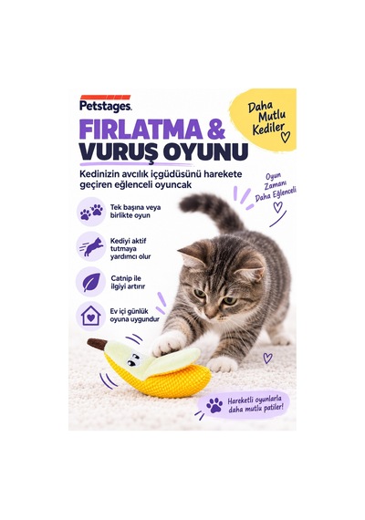 Dental Banana Kediler İçin Catnip'li Çiğneme Oyuncağı - Ağız Ve Diş Bakım Desteği