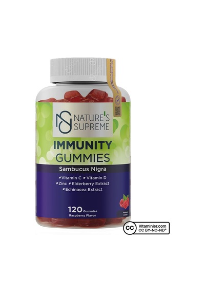Natures Supreme Immunity Gummies 120 Çiğnenebilir Form Ahududu