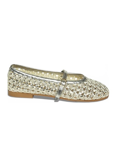 Fox Shoes Y267272709 Gümüş Örgü File Görünümlü Kadın Babet Gümüş