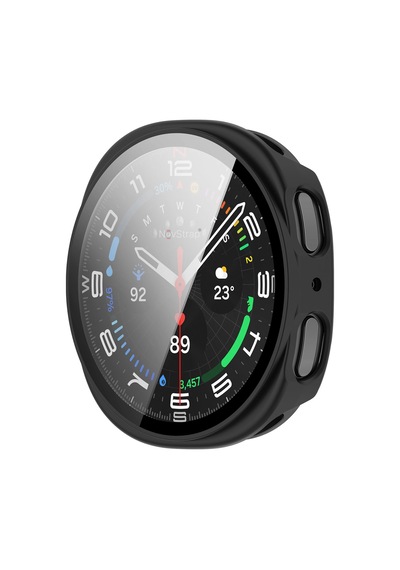 Novstrap Samsung Galaxy Uyumlu Apple Watch Uyumlu 8 44mm İle  Sert Pc Kasa Ve Cam Ekran Koruyucu 360 Tam Koruma