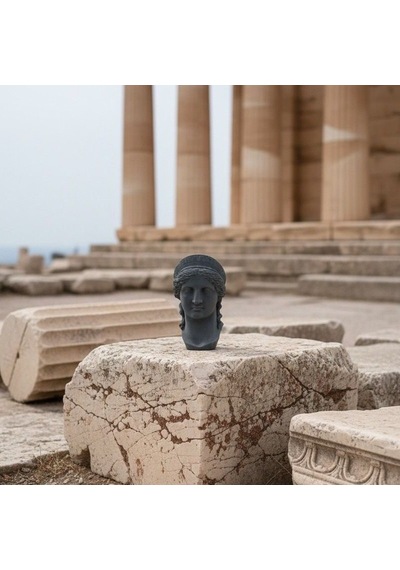 Antik Yunan Heykeli Antrasit Dekoratif Mini Obje, Figür Mitolojik Sanat Dokunuşlu Masaüstü Dekor
