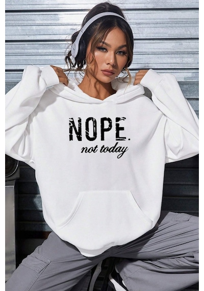Uyguntarz Unisex Nope Baskılı Sweatshirt beyaz