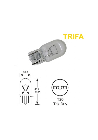 Trifa T20 Dipsiz Park Ampulü Tek Duy 1 Adet Sarı