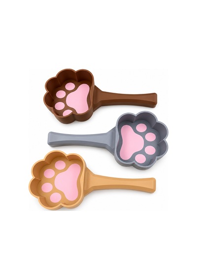 Kedi Patisi Tasarımlı Mama Küreği Evcil Hayvan Mama Ölçeği Kuru Mama Servis Küreği