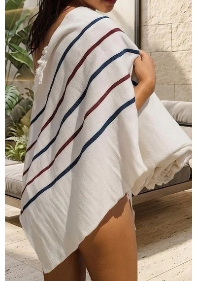 Hızlı Kuruyan, Hafif Tasarımlı Waves %100 Pamuklu Plaj Peştemali 70x150 Cm Çok Renkli