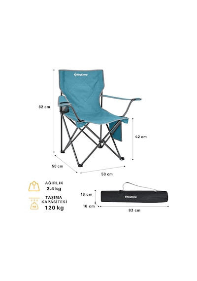 Kingcamp Lotus Comfort Konforlu & Takviyeli Kamp Sandalyesi Cyan Buz Mavisi