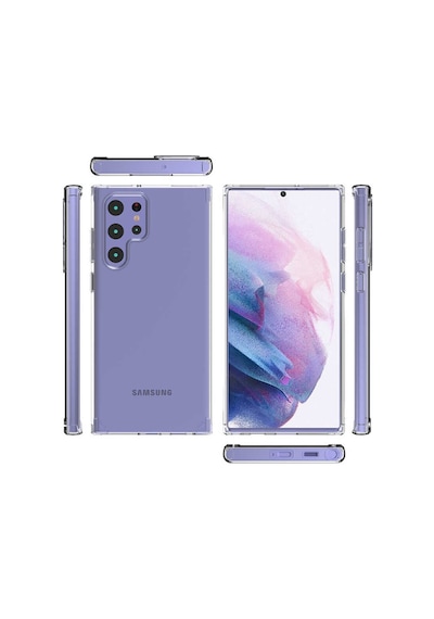 Samsung Uyumlu Galaxy S22 Ultra Kılıf Full Şeffaf Sararmaz Kapak Renksiz