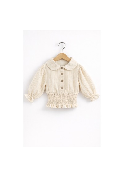 Babyhola Müslin Kız Bebek Bayramlık Takım Simli İp Geçişli Gipe Detaylı 2012 Bej