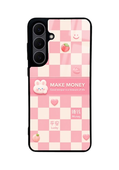 Samsung Uyumlu  S25 Fe Pink Make Money Tasarımlı Glossy Telefon Kılıfı Pembe