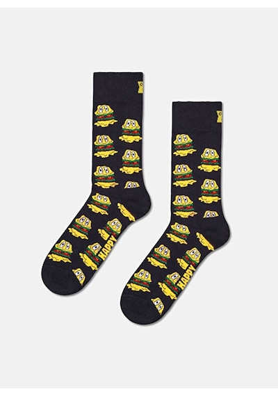 Happy Socks Siyah Erkek Desenli Çorap Mini & Me 2-pack Smelly Burger Sock