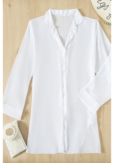 Angelsin Şifon Gömlek Plaj Elbisesi Pareo Kimono Kaftan 001
