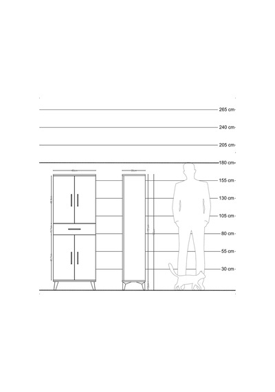 Arges Dolap 3 Raflı Tek Çekmeceli 4 Kapaklı 60x30x163 Çam-çam Atlas Çam