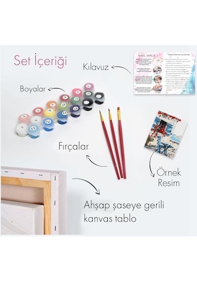 Sayılarla Boyama Seti 40 X 50 Cm Tuval Şasesine Gerili Baykuşlar
