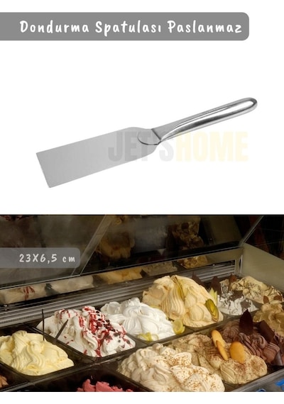 Dondurma Spatulası Paslanmaz Çelik Spatula Dondurma Kazıyıcı No: 1 23x6,5 Cm Metalik Gri
