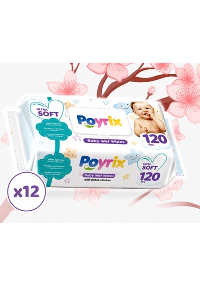 Poyrix Islak Havlu Ultra Soft 120'li x12 12'li Set