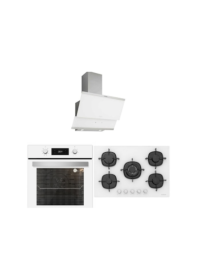 Silverline BO6504W01 - CS5365W01 - 3420 Classy 60 Beyaz Cam Ankastre Set