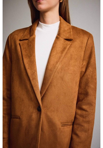 Defacto Oversize Geniş Kalıp Ceket Yaka Süet Blazer Ceket E2779ax25aubn226 Kahve