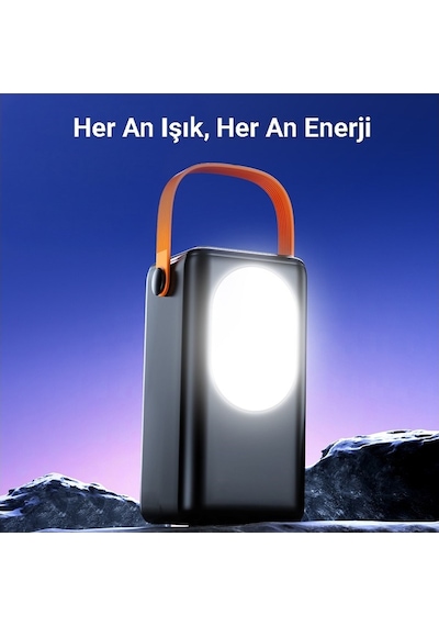Cepini Cp-05 50.000mah Pd 22.5w Hızlı Şarj Destekli Powerbank - Dahili 4 Kablolu Ve Led Aydınlatmalı - Siyah