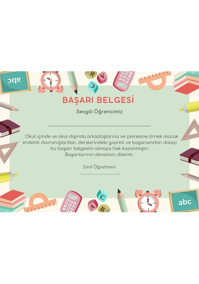 35 Adet A4 Boyutunda Öğrenci Başarı Belgesi - Anaokul - İlkokul Başarı Belgesi Model 1