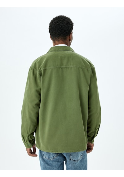 Koton Klasik Düğmeli Uzun Kollu Oversize Kot Ceket Haki 5sam50010nd Haki Koton Klasik Düğmeli Uzun Kollu Oversize Kot Ceket Haki 5sam50010nd Haki