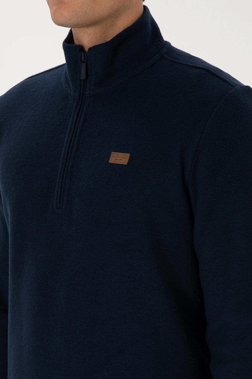 U.S. Polo Assn. Erkek Regular Fit Yarım Fermuarlı Lacivert Basic Sweatshirt 50313802-VR033