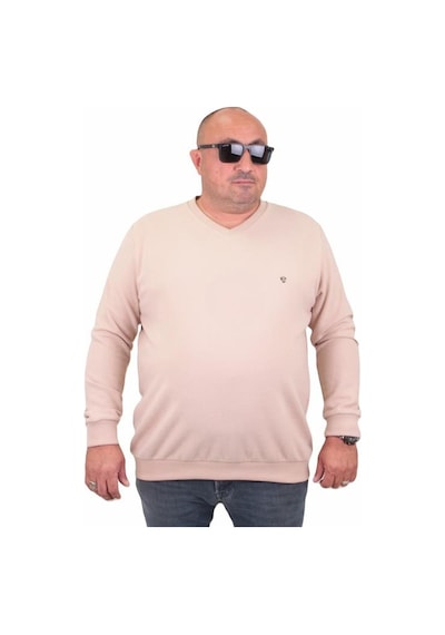 Starbattal Büyük Beden Selanik V Yaka Classic Sweat 23201 Bej-Bej