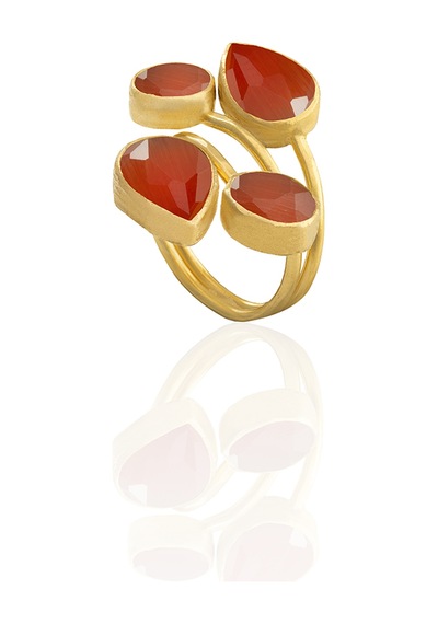 Kadir Jewellery 22 Ayar Altın Kaplama Zirkon Taşlı Kadın Vintage Yüzük Kırmızı 69828815