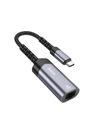Hoco. Ua26 Tak Çalıştır Type-c To Rj45 1000 Mbps Ethernet Dönüştürücü - Gri