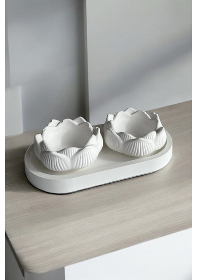 2'li Lotus Çiçeği Dekoratif Tabak & Kase + Oval Tabak