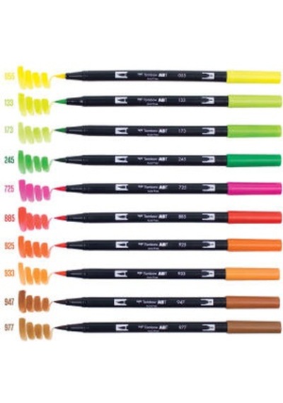 Tombow Ab-T Dual Brush Pen G.Kalemi Seti 10 Renk 56196 Citrus