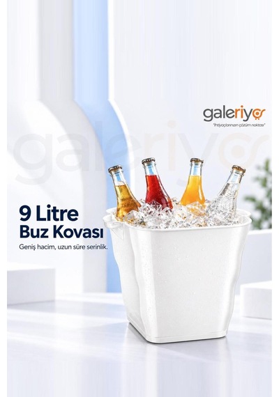 Galeriyo 9 Lt. İçecek Ve Buz Kovası Taşınabilir Beyaz