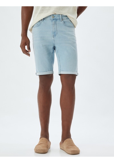 Koton Kot Şort Slim Fit Cep Detaylı Pamuklu Açık İndigo 4sam40130nd Açık İndigo