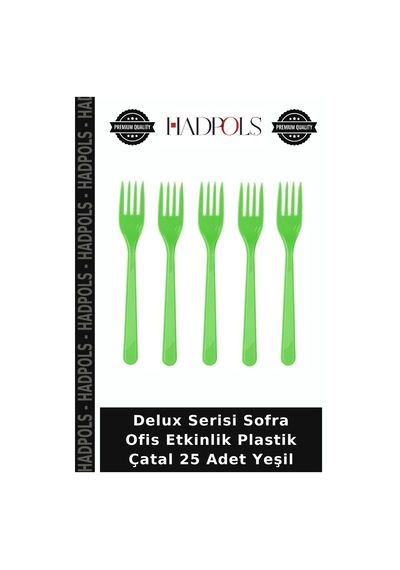Delux Serisi Sofra Ofis Etkinlik Plastik Çatal 25 Adet Yeşil