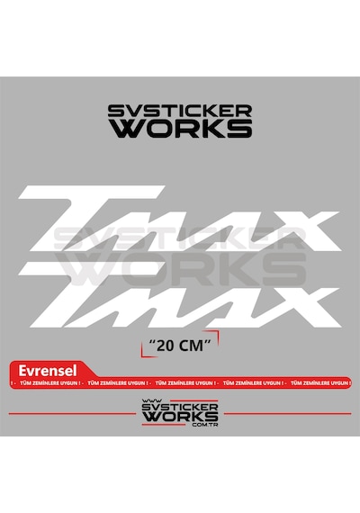 Yamaha Tmax Uyumlu Yazı Sticker Yüksek Kalite Özel Kesim Folyo 2'li Set Beyaz