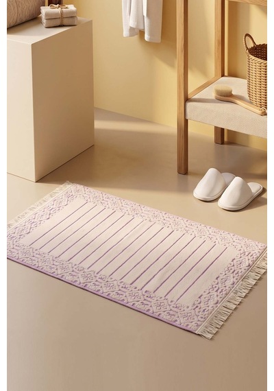Aflora Lila %100 Pamuk Ayak Havlusu - 60x130 Cm Beyaz