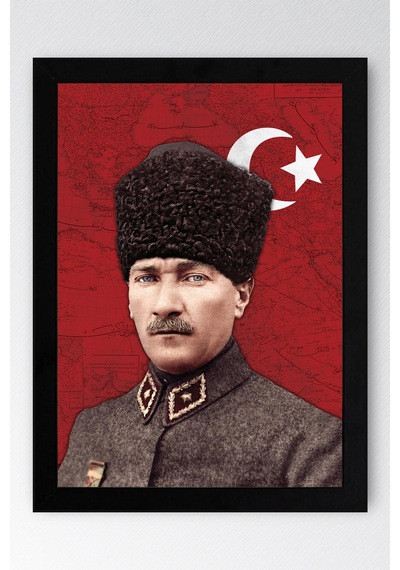 Mustafa Kemal Atatürk Çerçeveli Tablo - Osmanlı Subay Üniformalı