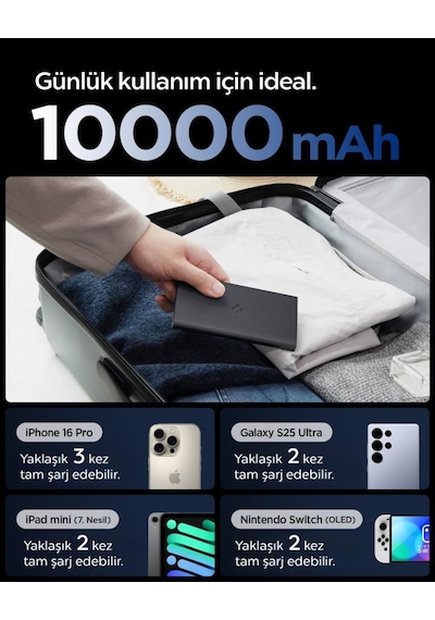 Spigen 10000 Mah Slim Alüminyum Kasa 22,5w Usb-c + Usb-a Giriş / Çıkış Hızlı Şarj 3 Portlu Powerbank / 1 Metre Type-c Harici Kablolu Taşınabilir Şarj Cihazı + Taşıma Çantası Ea2210 Black Siyah Spigen 10000 Mah Slim Alüminyum Kasa 22,5w Usb-c + Usb-a Giriş / Çıkış Hızlı Şarj 3 Portlu Powerbank / 1 Metre Type-c Harici Kablolu Taşınabilir Şarj Cihazı + Taşıma Çantası Ea2210 Black Siyah