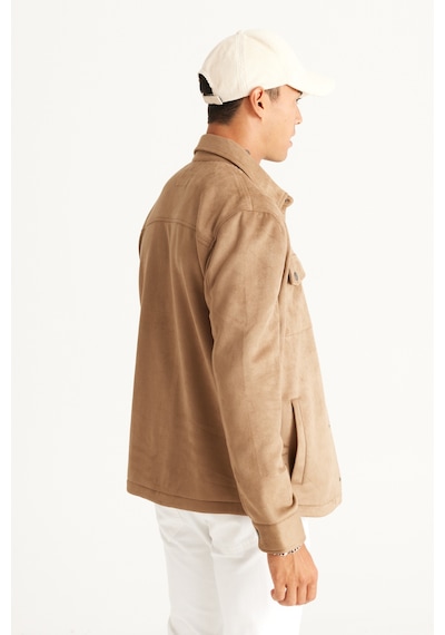 Ac&Co / Altınyıldız Classics Erkek Bej Standart Fit Normal Kesim Gömlek Yaka  Mont Bej