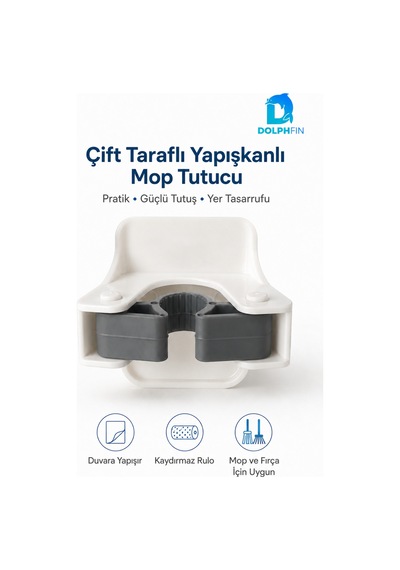 Yapışkanlı Mop Ve Süpürge Tutucu Duvara Monte Kaydırmaz Rulolu Organizer Çok Renkli