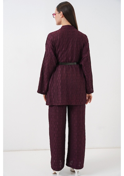 Bigdart Kadın Kimono Pantolon İkili Takım 30078 - Bordo