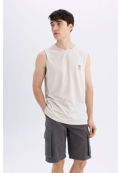 DeFacto Relax Fit Düz Paça Gabardin Kargo Bermuda Şort C5382AX24SMAR82