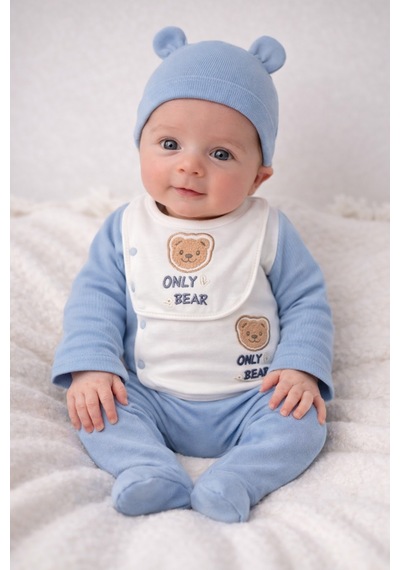 Baby Zuhu My Baby Kumsal % 100 Coton 10 Lu Hastane Çıkışı Only Bear 6553 Mavi Mavi