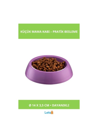 Sağlam Yıkanabilir Küçük Yuvarlak Mama Kabı Mor, Mavi, Yeşil, Pembe