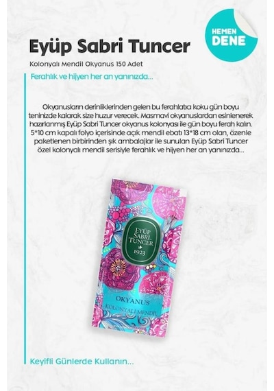 Kolonyalı Mendil Limon 50'li, 150'li Okyanus Ve Mandalina, Macadamia Losyon 250 Ml Rosie Tekli