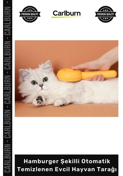 Petshop Kedi Köpek Tüy Toplama Masaj Hamburger Şekilli Otomatik Temizlenen Evcil Hayvan Tarağı