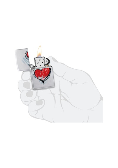 Zippo Heart Dizayn Çakmak Gri