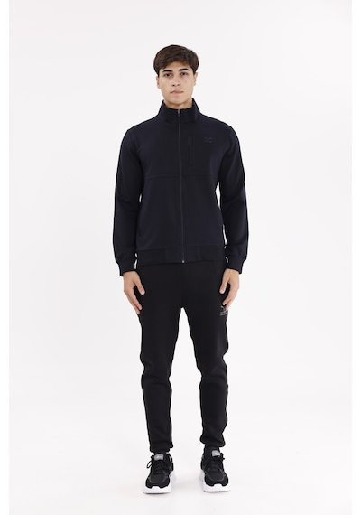 Rowinger Üç Cepli Yaka Detaylı Fermuarlı Rahat Kesim Ribana Manşetli Mevsimlik Sweatshirt Blue