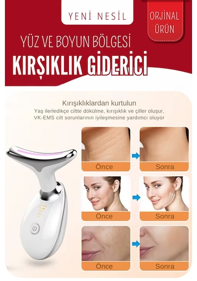 Yüz Ve Boyun Kırşıklık Giderici Ems Güzellik Cihazı Gıdık Sarkma Kırışıklık 3 Modlu